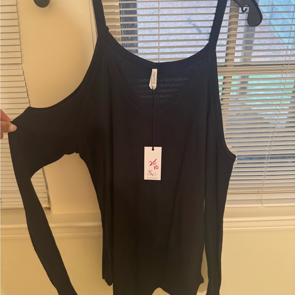 Women's Black Cold Shoulder Top